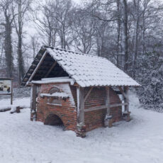 De vlasoven in een winterlandschap